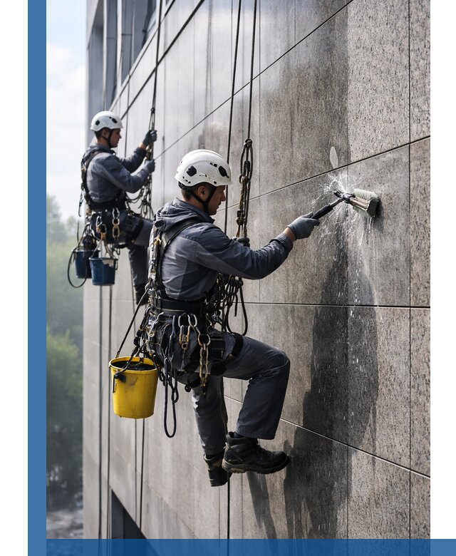 Профессиональная мойка фасада из керамогранита в Железнодорожном