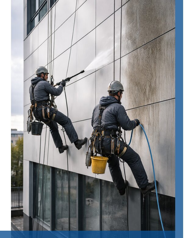 Мойка фасада из композита в Железнодорожном по цене от 308 р. | ВЫСОТНИК-Жлз