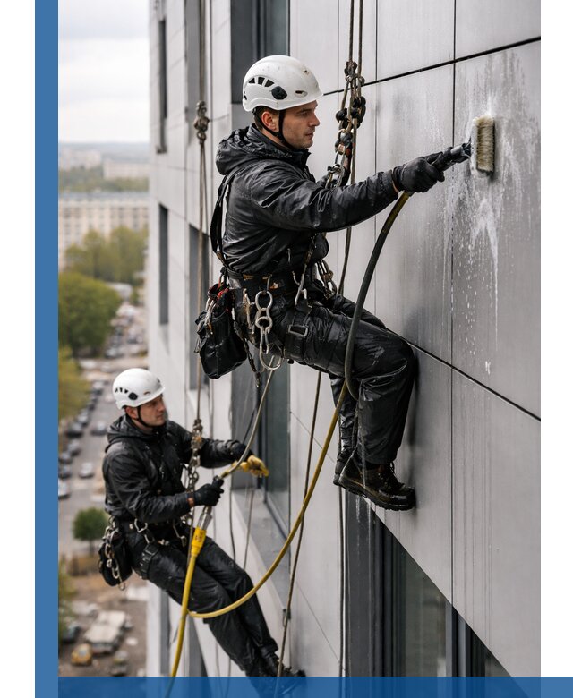Профессиональная мойка фасада из композита в Железнодорожном