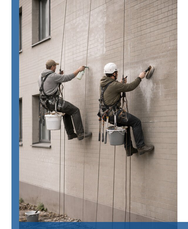 Удаление высолов с фасада зданий в Железнодорожном без повреждений и следов