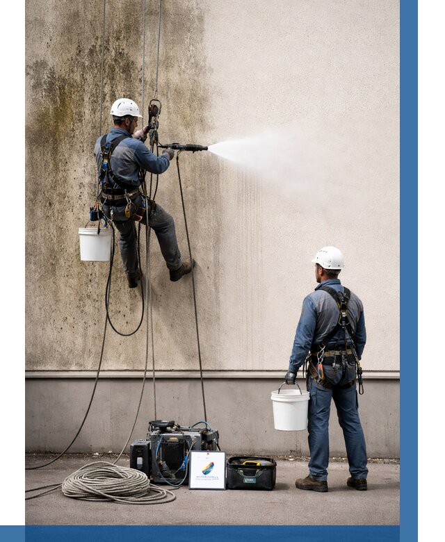 Очистка фасада от плесени в Железнодорожном от 308 р. | ВЫСОТНИК-Жлз