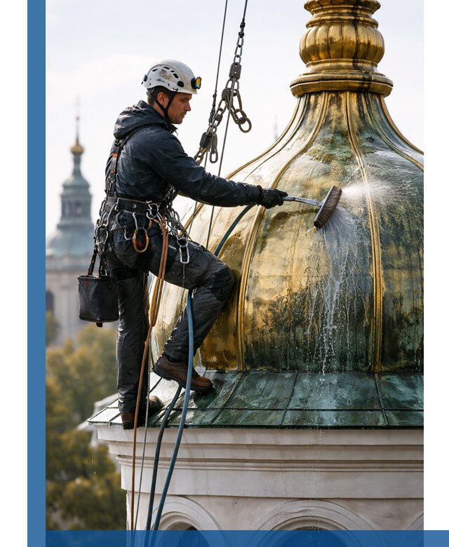 Профессиональная мойка куполов и шпилей высотными альпинистами в Железнодорожном