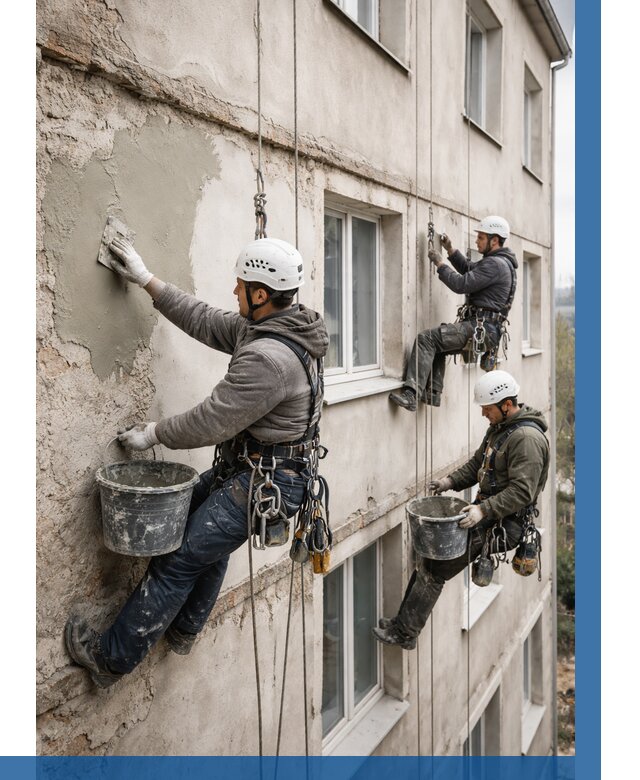 Ремонт штукатурного фасада в Железнодорожном от 769 р. под ключ | ВЫСОТНИК-Жлз