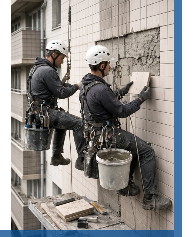 Ремонт облицовки фасада плиткой в Железнодорожном от 1846 р. | ВЫСОТНИК-Жлз