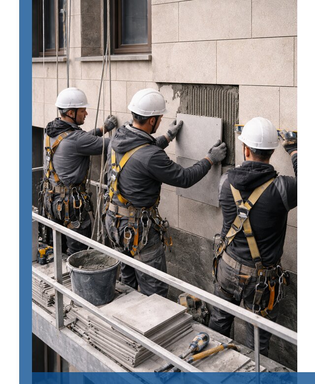 Ремонт облицовки фасада плиткой в Железнодорожном с гарантией