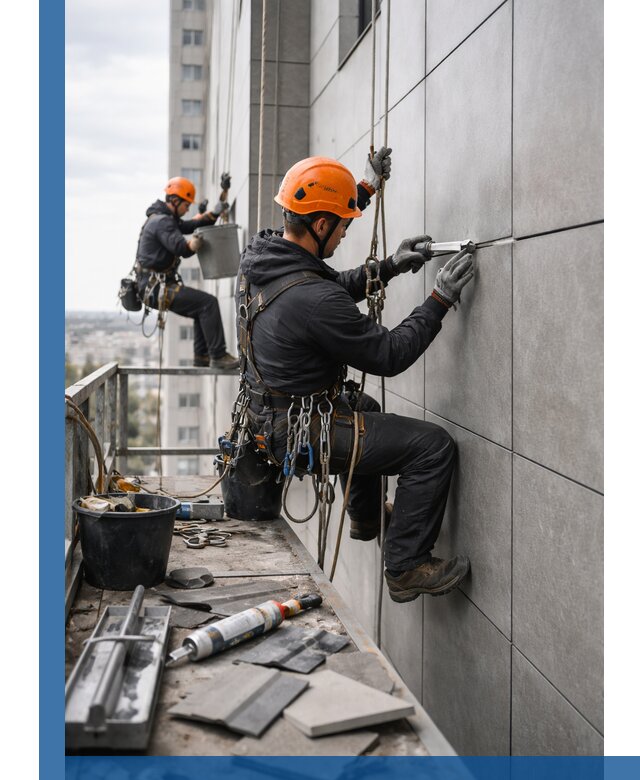 Профессиональный ремонт фасада из керамогранита в Железнодорожном