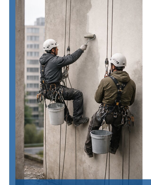 Покраска фасадов высотными альпинистами в Железнодорожном с гарантией