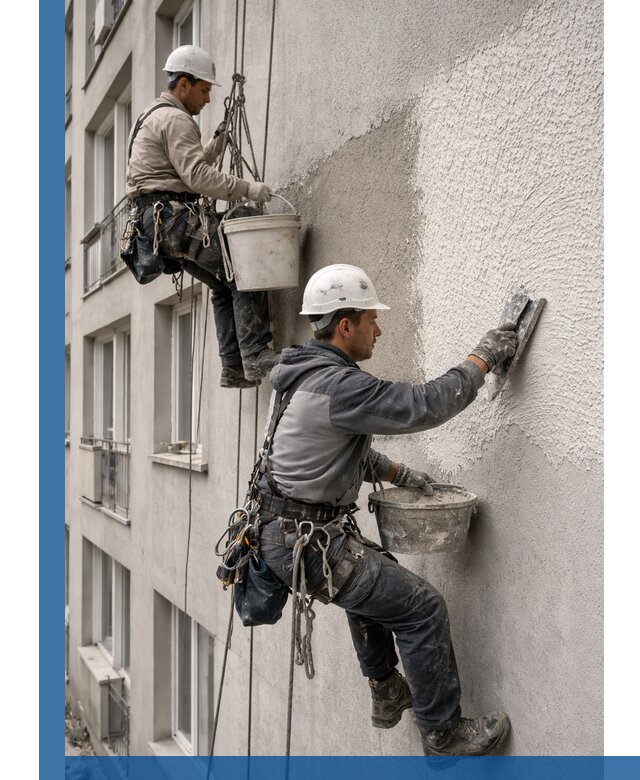 Нанесение декоративной штукатурки короед на фасад в Железнодорожном