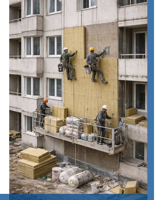 Утепление фасада минватой в Железнодорожном от 1538 р. | ВЫСОТНИК-Жлз