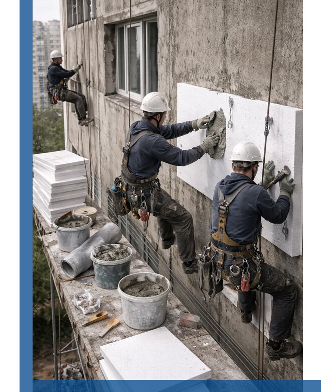 Утепление фасада пенополистиролом в Железнодорожном под ключ