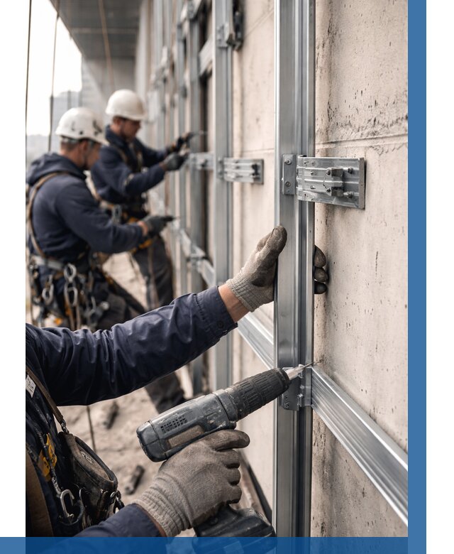 Монтаж подсистемы вентфасада в Железнодорожном от 872 р. | ВЫСОТНИК-Жлз