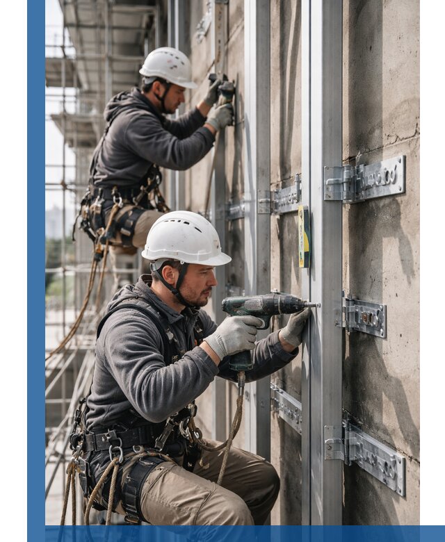 Монтаж и крепление подсистемы вентфасада в Железнодорожном