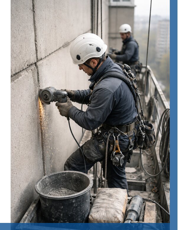 Штробление межпанельных швов в Железнодорожном от 1230 р. | ВЫСОТНИК-Жлз