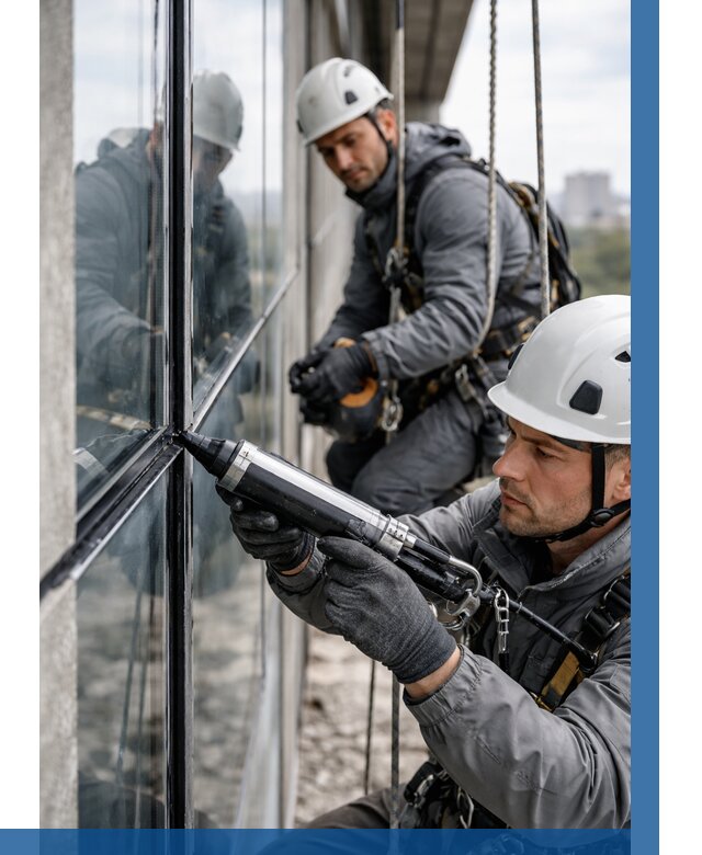 Герметизация витражных швов в Железнодорожном от 667 р. | ВЫСОТНИК-Жлз