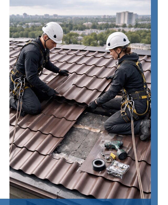 Ремонт металлочерепицы на крыше в Железнодорожном от 923 р. | ВЫСОТНИК-Жлз