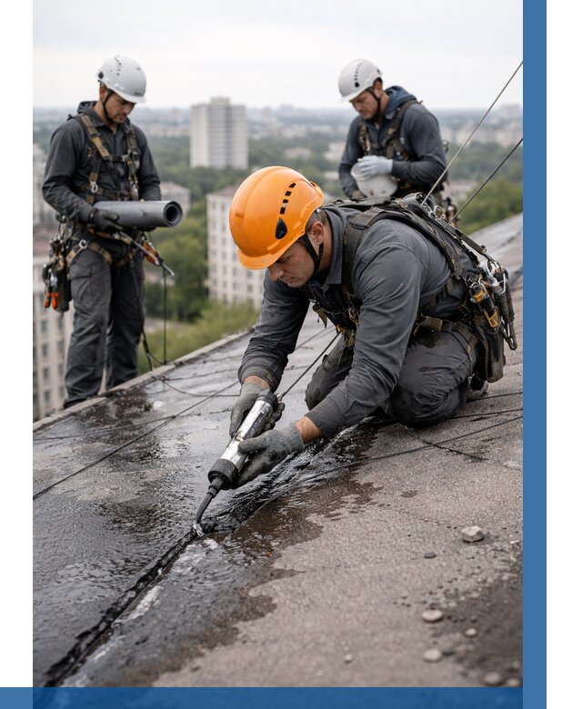 Устранение протечек кровли в Железнодорожном от 12305 р. | ВЫСОТНИК-Жлз