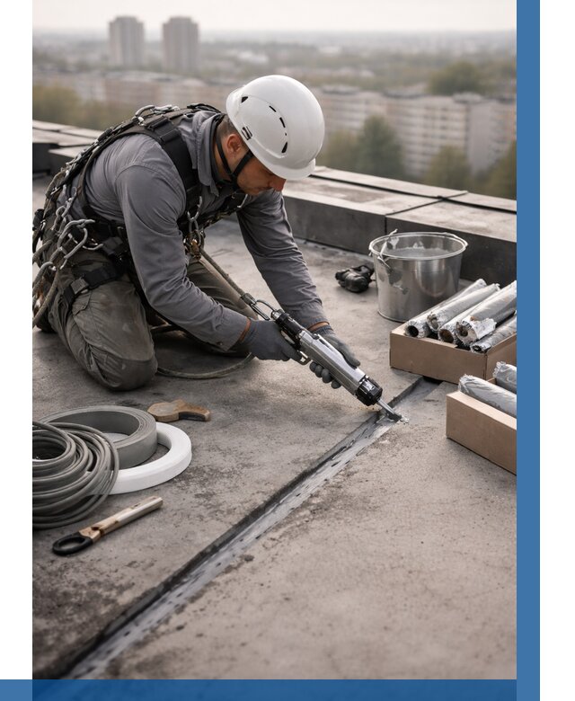 Герметизация швов кровли в Железнодорожном от 461 р./м2 | ВЫСОТНИК-Жлз