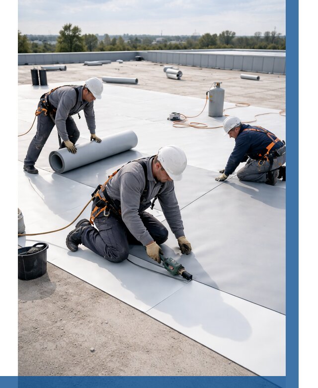 Монтаж мембранной кровли под ключ в Железнодорожном от 1230 р. | ВЫСОТНИК-Жлз