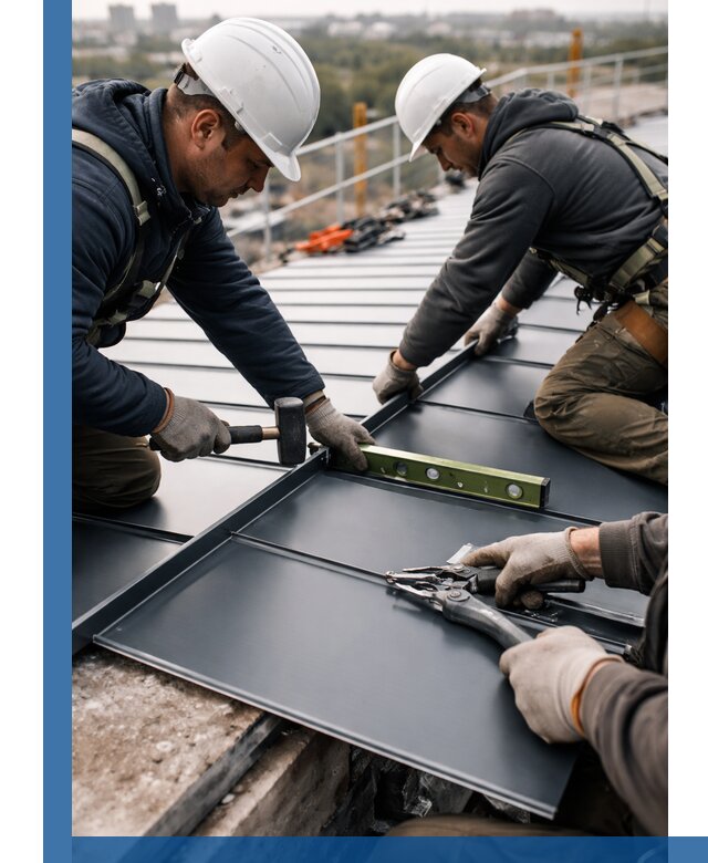 Монтаж фальцевой кровли в Железнодорожном для промышленных зданий