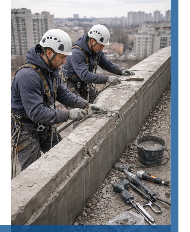 Ремонт парапета на кровле в Железнодорожном от 1538 р. | ВЫСОТНИК-Жлз