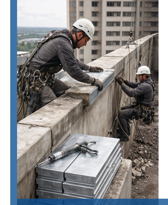 Замена парапетных крышек и установка новых в Железнодорожном