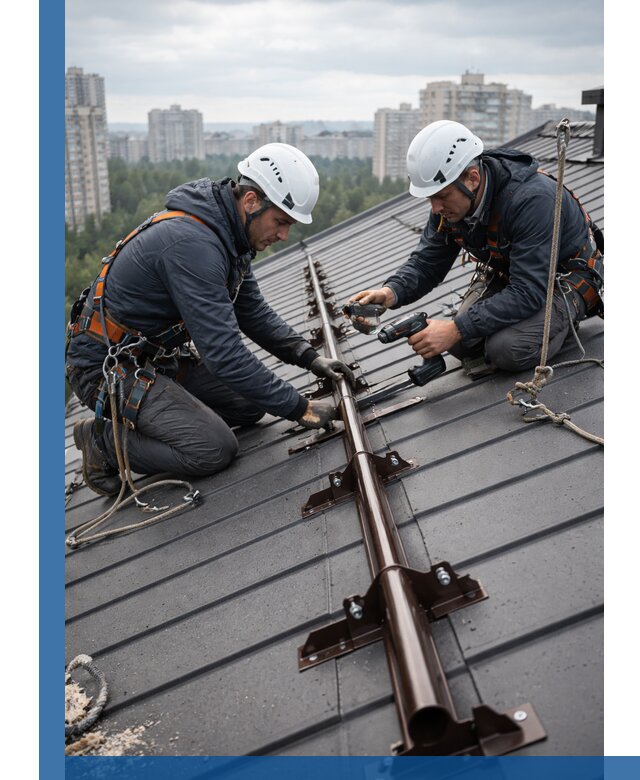 Монтаж снегозадержателей на кровле зданий в Железнодорожном под ключ