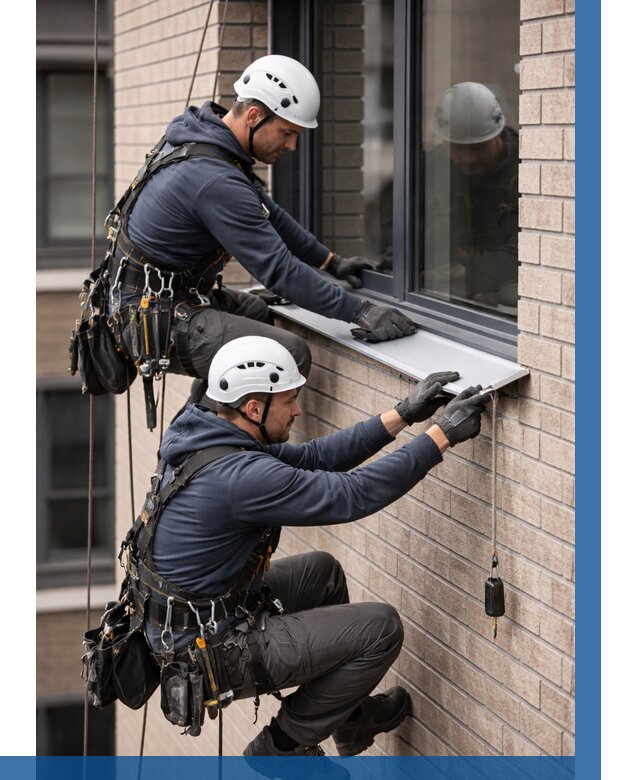 Монтаж оконных отливов под ключ в Железнодорожном от 3589 р. | ВЫСОТНИК-Жлз