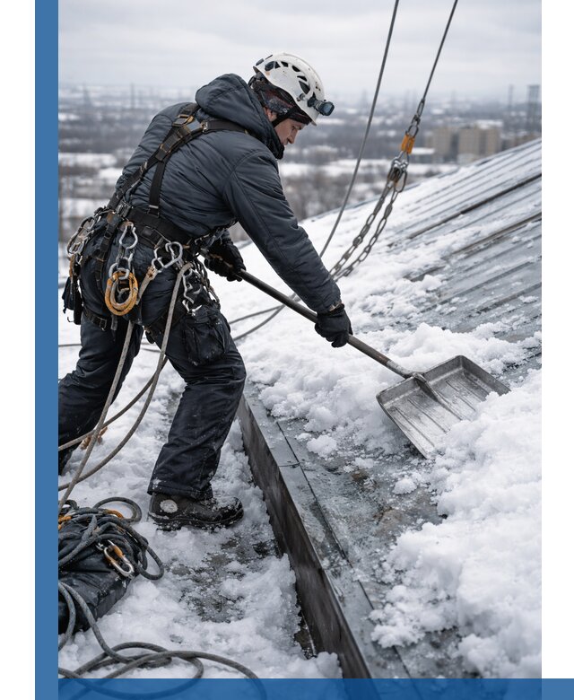 Профессиональная очистка кровли от снега и наледи в Железнодорожном