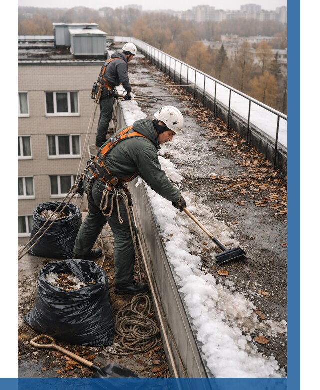 Очистка кровли по периметру в Железнодорожном от 564 р. | ВЫСОТНИК-Жлз