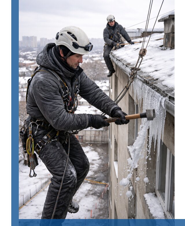 Сбивание и удаление сосулек с крыши в Железнодорожном безопасно