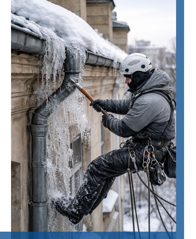 Очистка водостоков от льда в Железнодорожном от 3589 р. | ВЫСОТНИК-Жлз