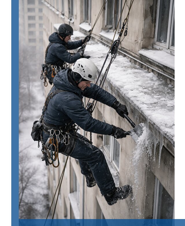 Удаление наледи и сосулек с карнизов в Железнодорожном профессионально
