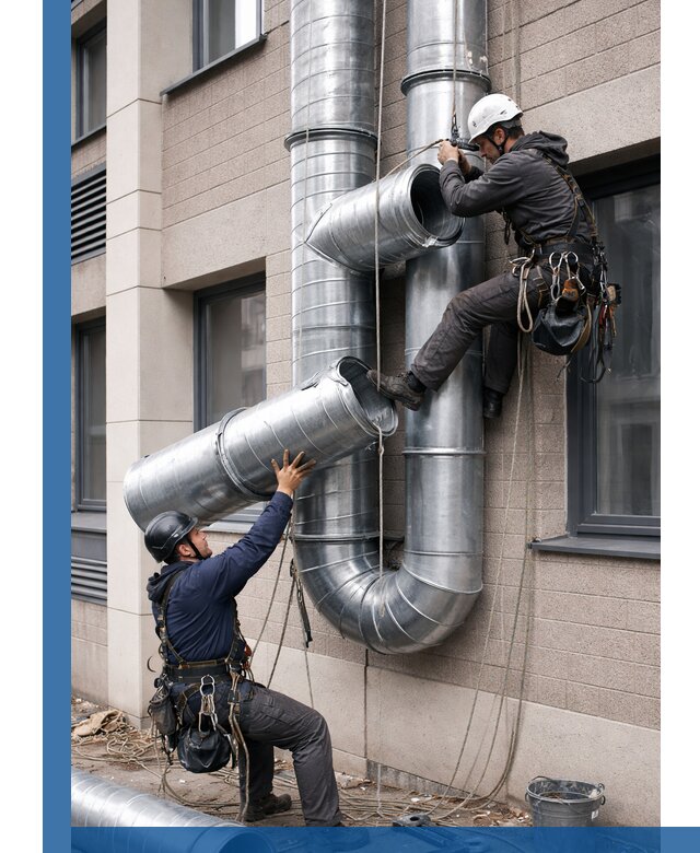 Монтаж фасадных воздуховодов в Железнодорожном с герметизацией и крепежом