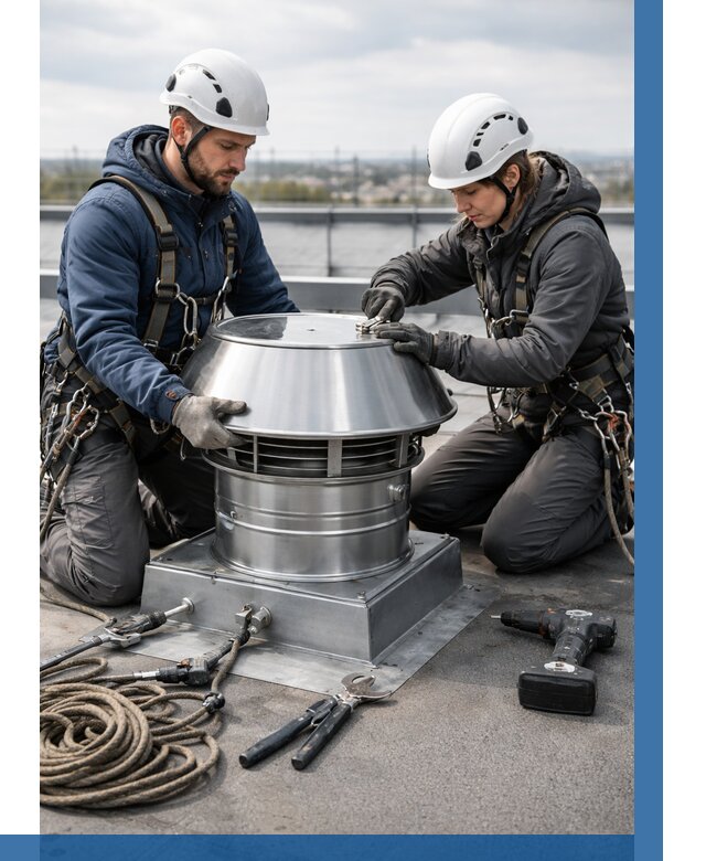 Установка дефлекторов на кровле в Железнодорожном от 4614 р. | ВЫСОТНИК-Жлз