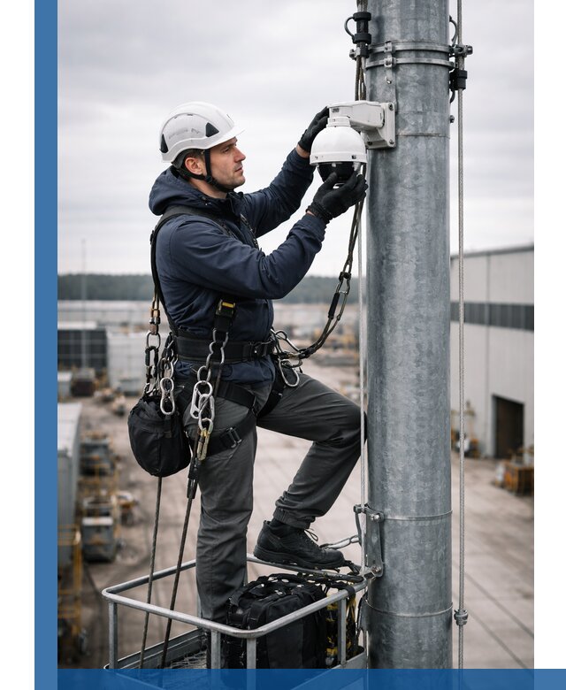 Профессиональная установка видеокамер на мачте в Железнодорожном