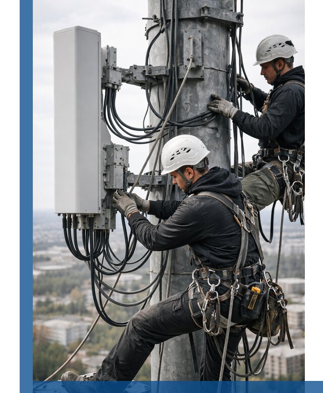 Монтаж оборудования связи на мачте в Железнодорожном с пусконаладкой