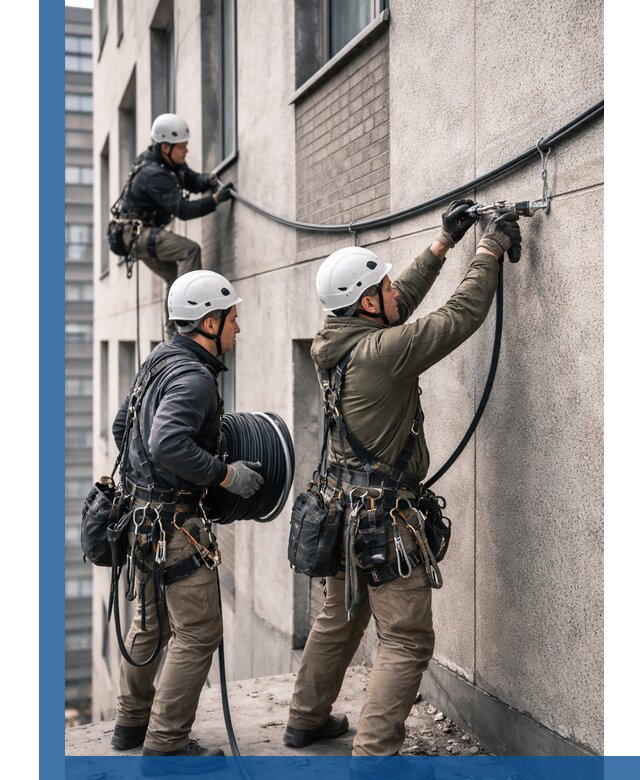 Прокладка кабеля по фасаду в Железнодорожном, профессиональный монтаж