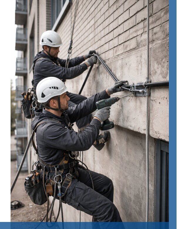 Крепление кабеля на фасаде в Железнодорожном от 359 р. | ВЫСОТНИК-Жлз