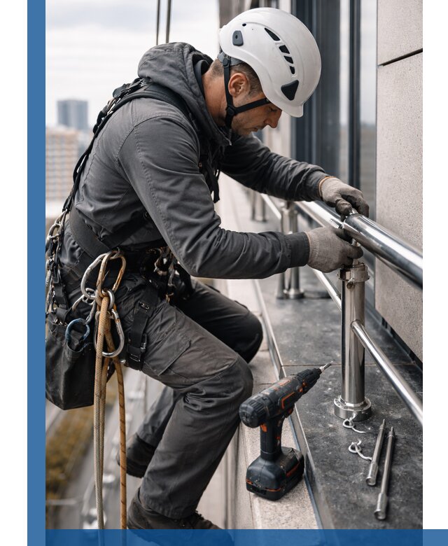 Монтаж ограждений на высоте в Железнодорожном для зданий и конструкций