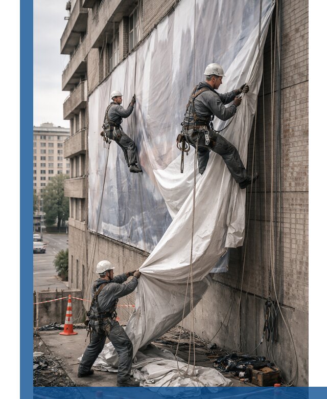 Демонтаж баннеров с фасада в Железнодорожном оперативно и безопасно