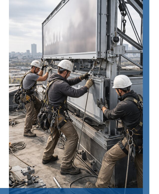 Монтаж крышной рекламной конструкции в Железнодорожном от 61524 р.|ВЫСОТНИК-Жлз