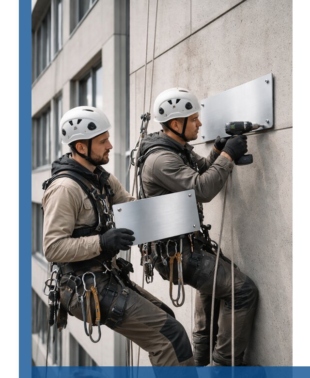 Монтаж табличек и указателей в Железнодорожном для зданий и сооружений