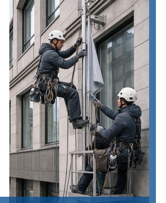 Установка флагов на фасаде в Железнодорожном от 4614 р. | ВЫСОТНИК-Жлз