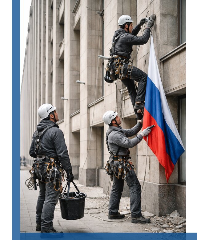 Профессиональная установка флагов на фасаде в Железнодорожном