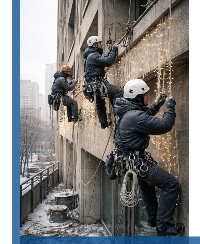 Монтаж новогодней иллюминации и украшение фасадов в Железнодорожном