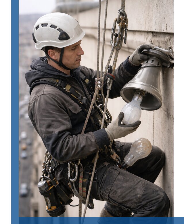 Замена ламп на высоте в Железнодорожном профессионально и быстро