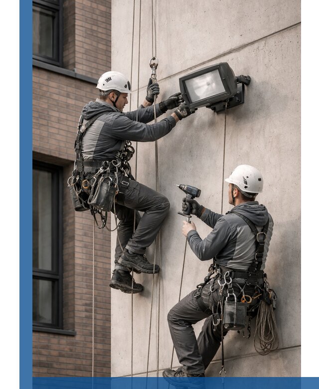 Профессиональный монтаж фасадных прожекторов в Железнодорожном под ключ