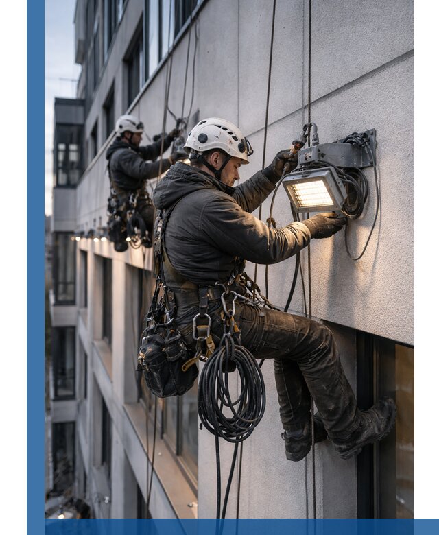 Монтаж фасадного освещения в Железнодорожном установка и подключение