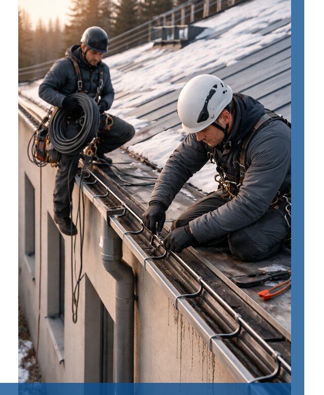Монтаж греющего кабеля на кровле в Железнодорожном от 461 р. | ВЫСОТНИК-Жлз