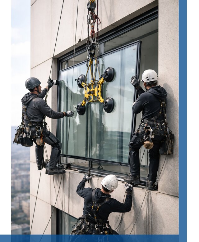 Монтаж стеклопакетов на высоте в Железнодорожном от 3281 р. | ВЫСОТНИК-Жлз